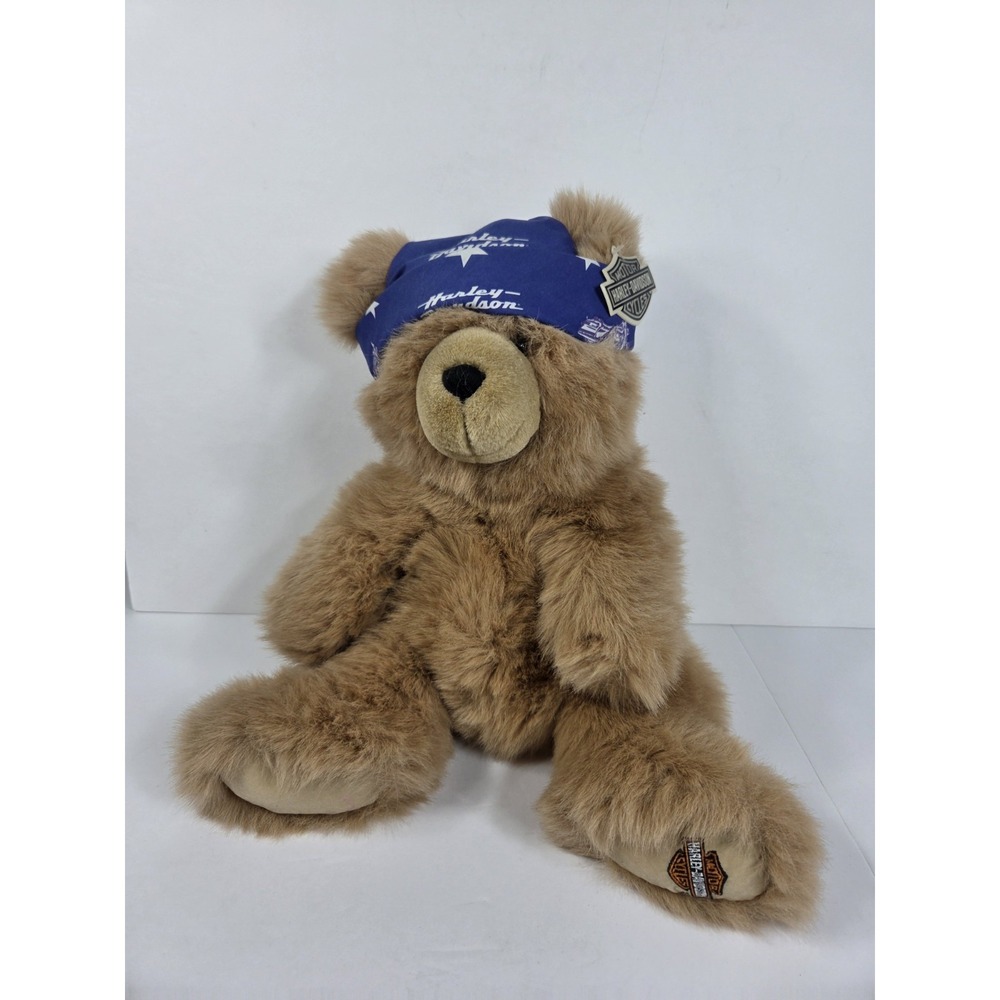 Vtg Y2k 2000 Harley Davidson Motorcycles Stuffed Plush Bear With Bandana Tag